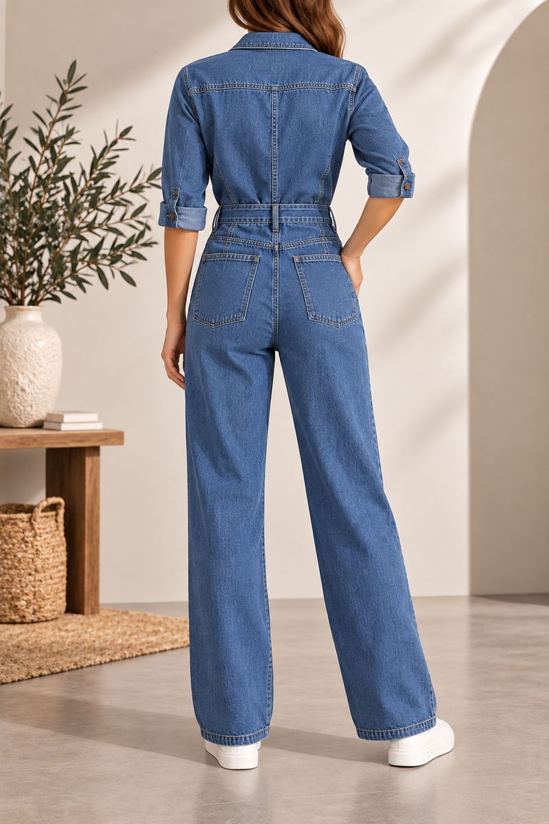 Denim Button-Up Jumpsuit