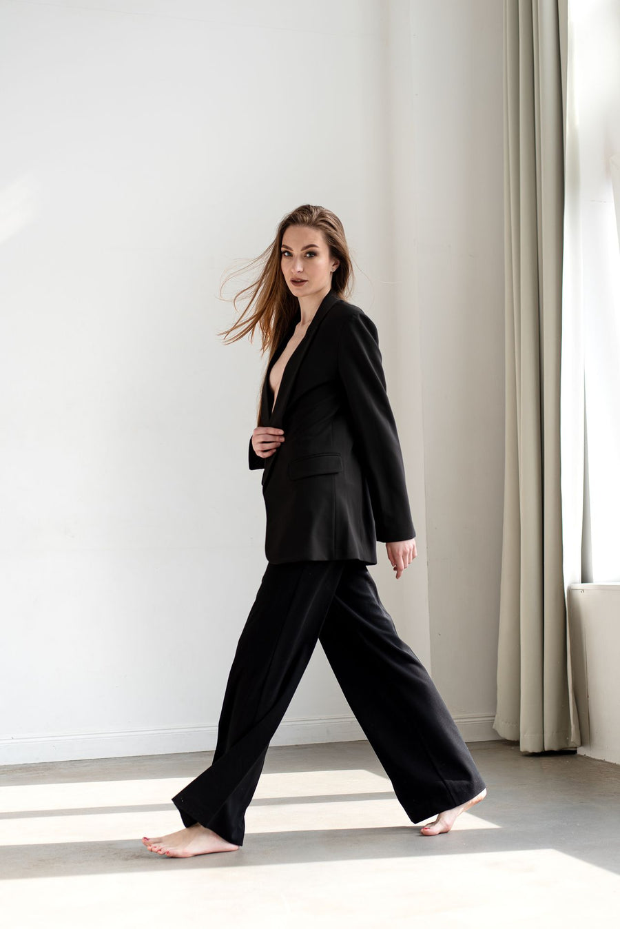 Elegant Black Tailored Pantsuit Set