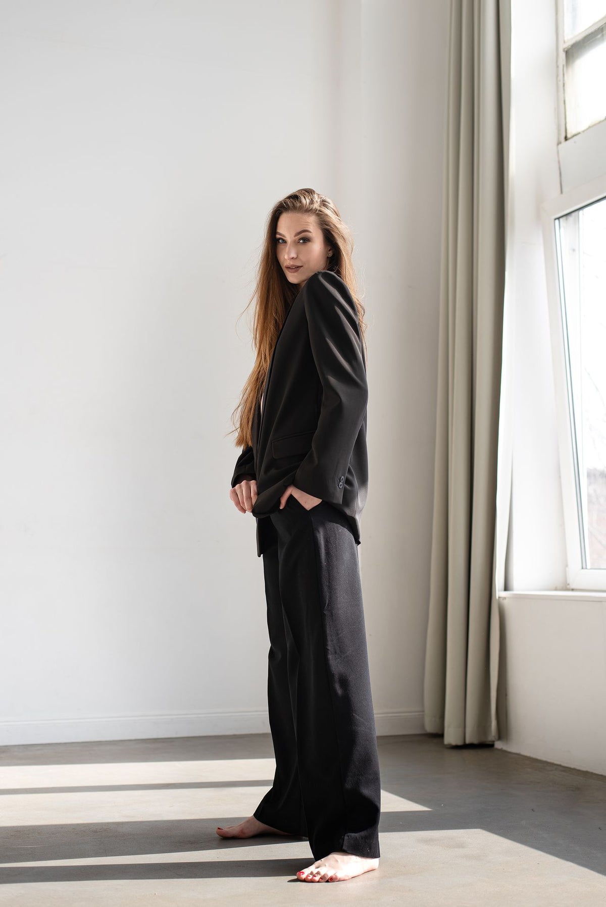 Elegant Black Tailored Pantsuit Set
