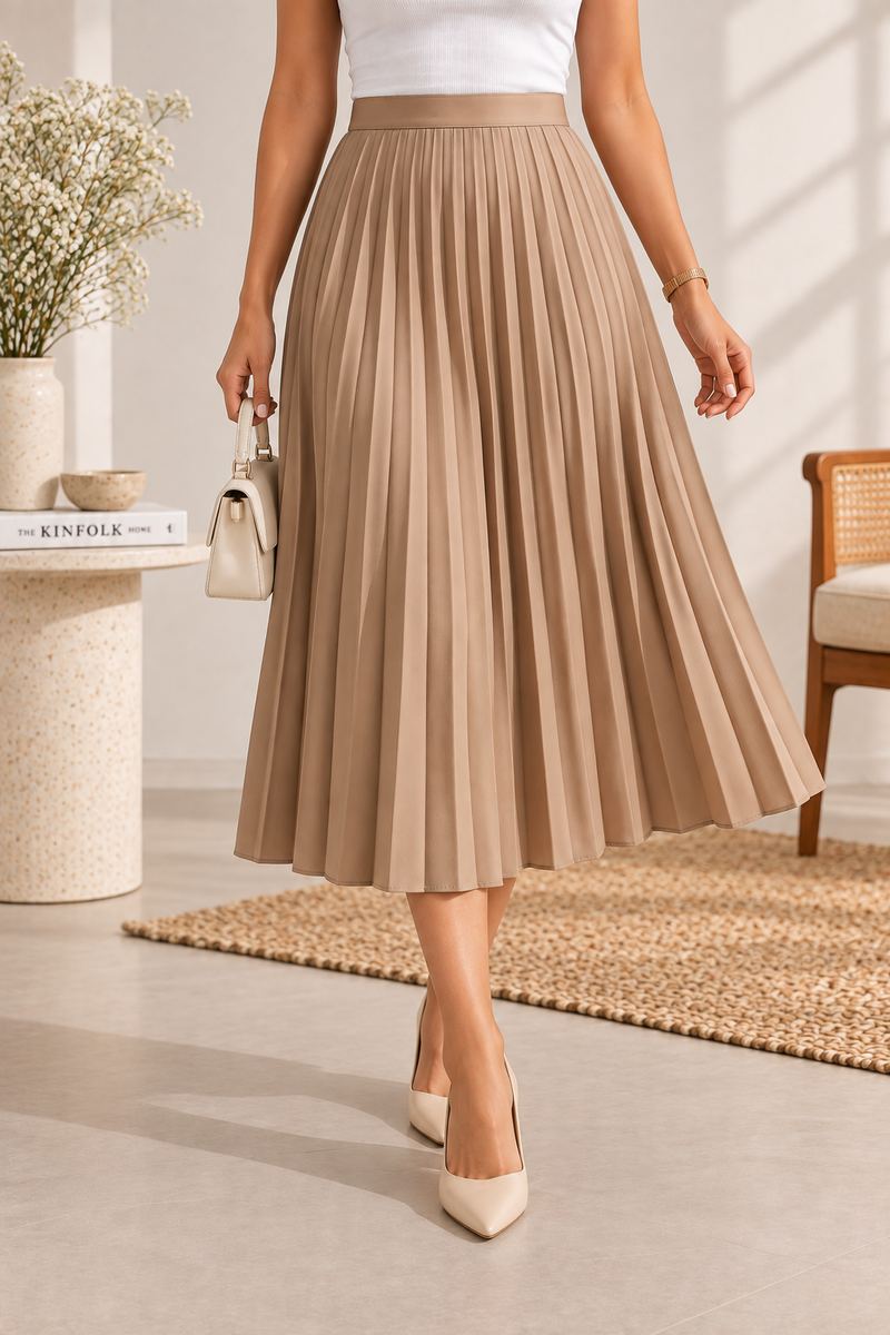 Elegant Pleated Midi Skirt