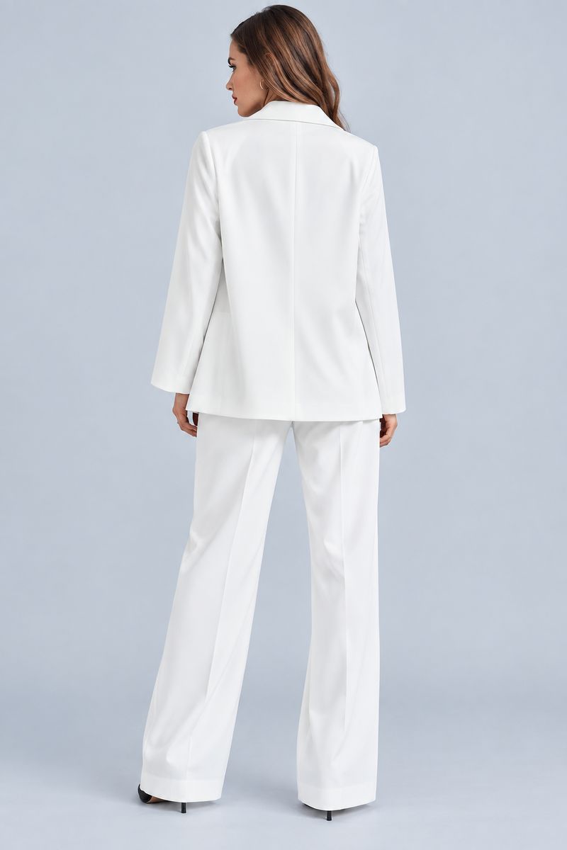 Elegant White Tailored Pantsuit Set