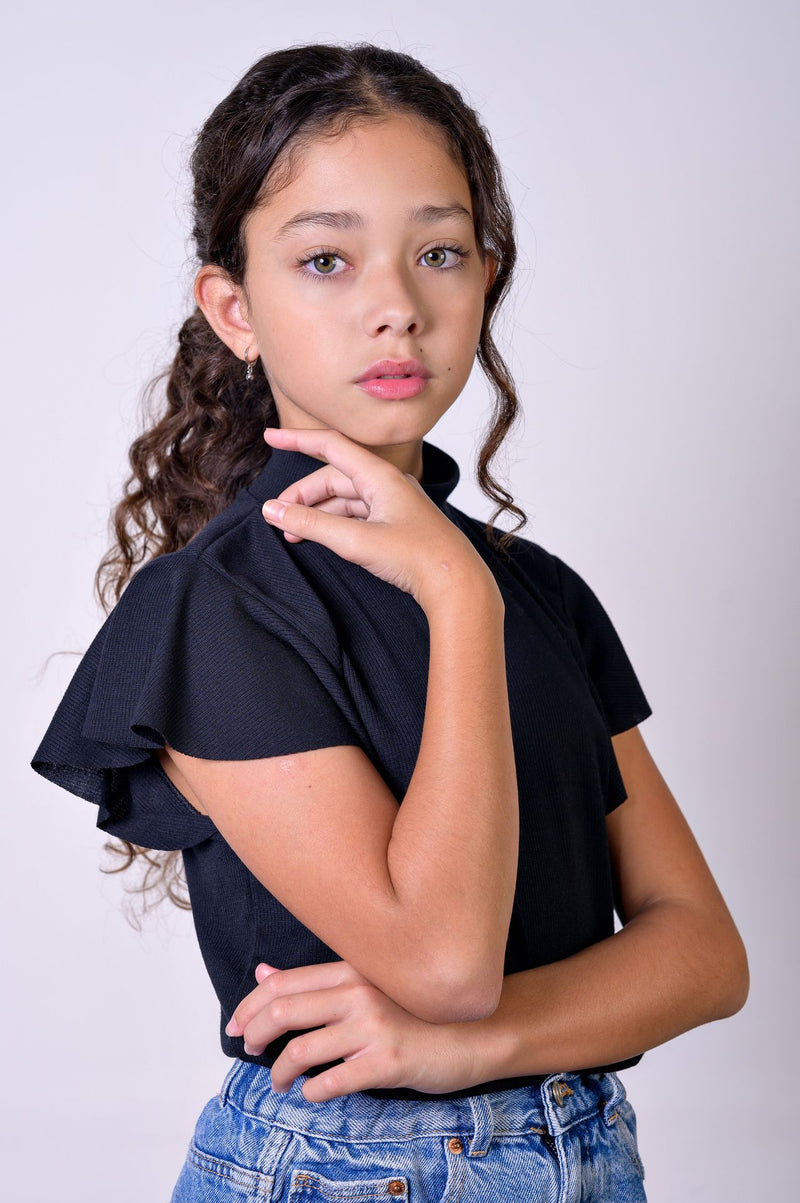 Girls' Ruffle Sleeve Top