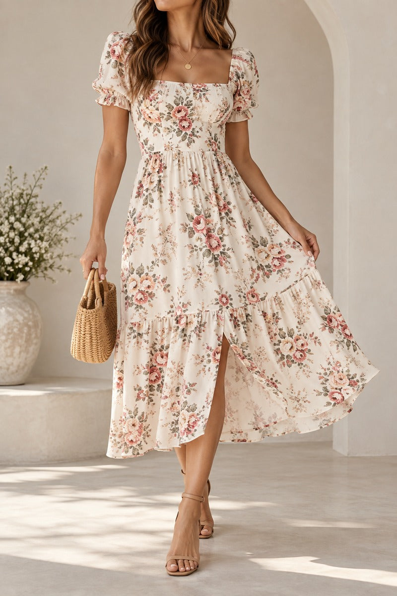 Classic Floral Midi Dress